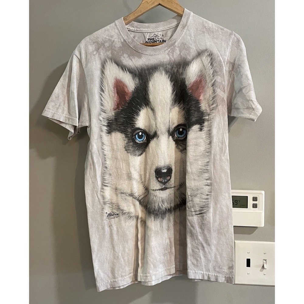 The Mountain Shirt Husky Artist Tee Dogs Short Sleeve Tie‎ Dyed Mens Small
